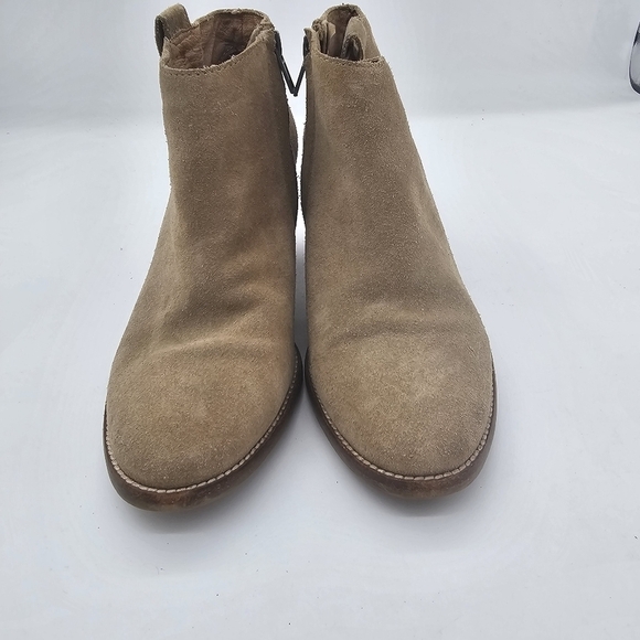 Madewell Sz 6 1/2 Billie Bootie Otter Beige E0192 Tan Zip Up Suede - Picture 3 of 13